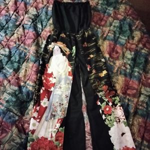 Japanese Geisha Strapless Maxi Jumpsuit